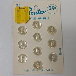 Vintage Set of 10 Bouton 7/16" Round Buttons Made in Japan